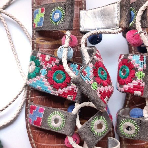 Sam Edelman Gretchen Boho Tassel Ankle Wrap Sandals SZ 8 - Picture 4 of 9